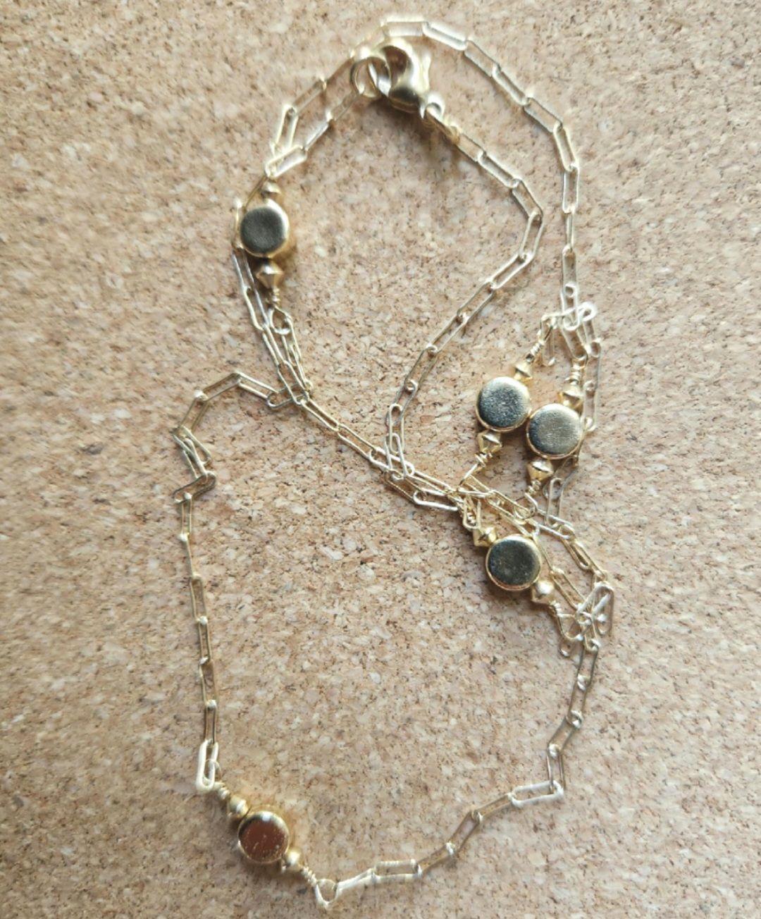 Bourie Necklace 14k Gold Fill Station w/ Paperclip Chain