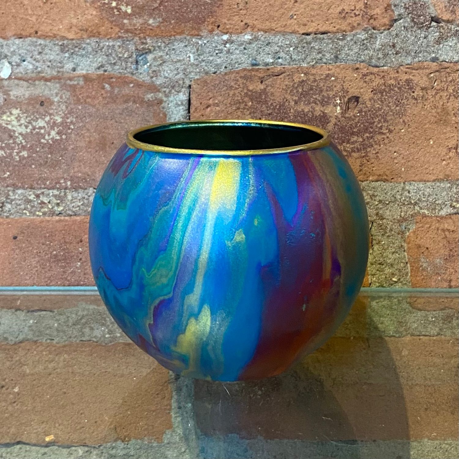 Stevenson Vase Multicolor Metalic Shine 3.5" Round