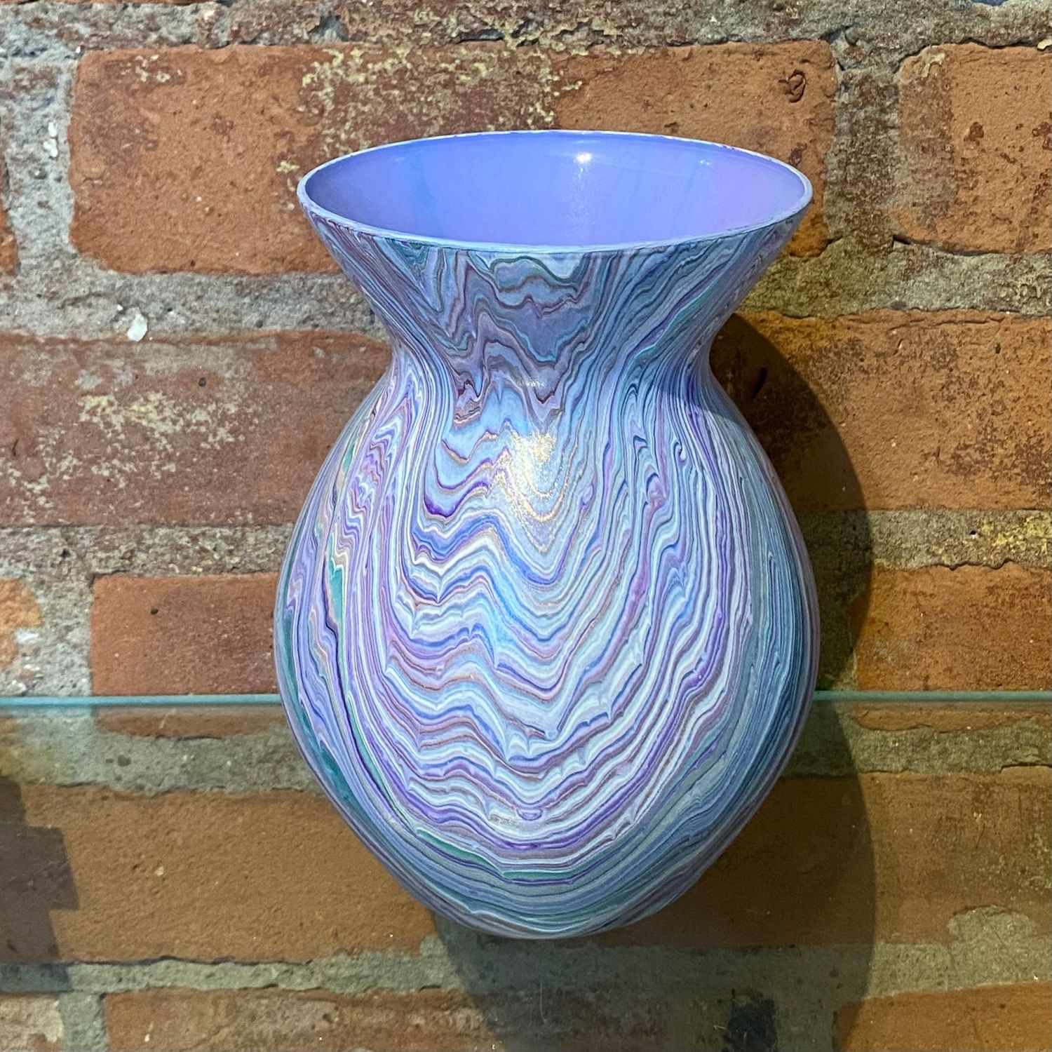 Stevenson Vase Lavender &amp; Green Zig Zag 6.5"