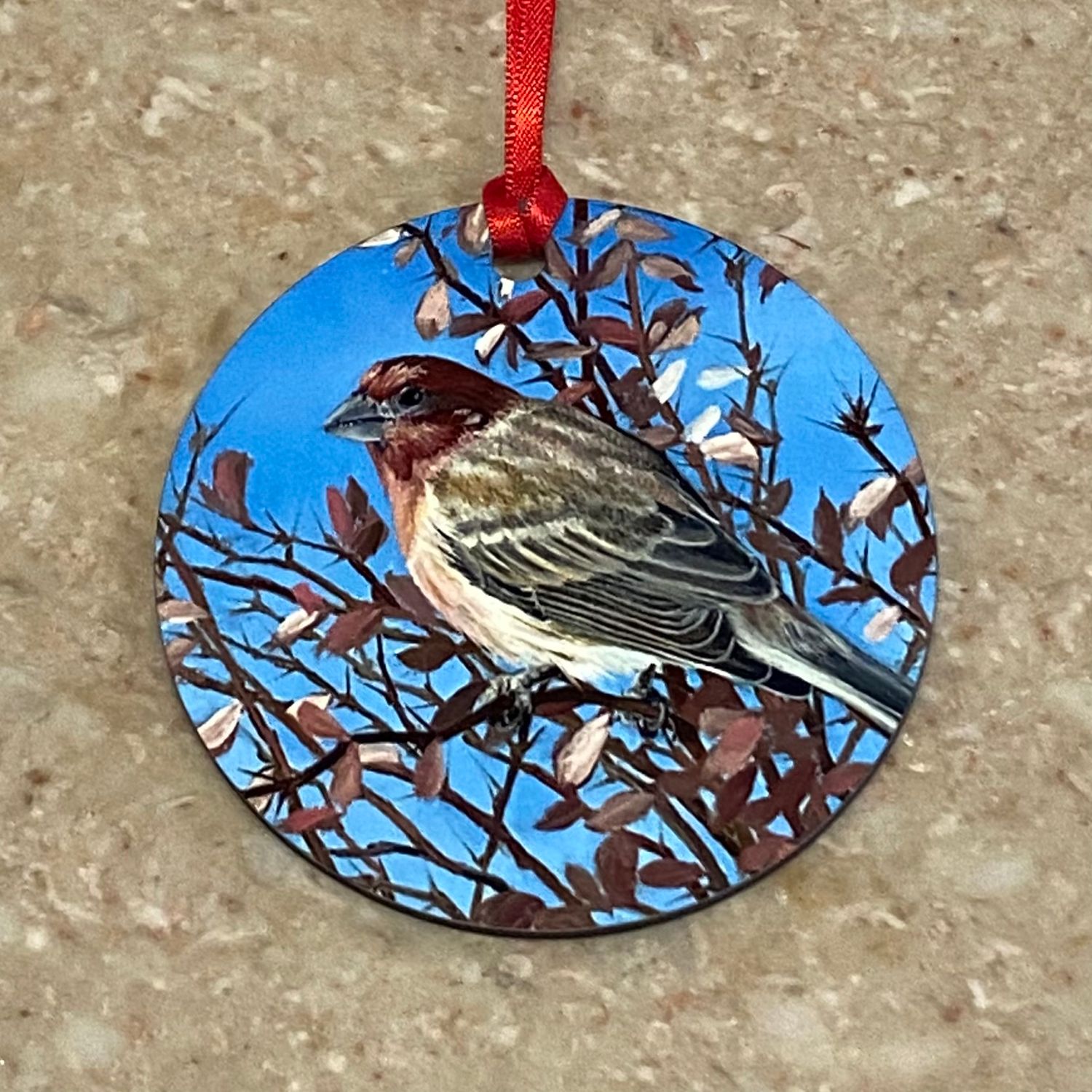 Finewood Ornament Male House Finch