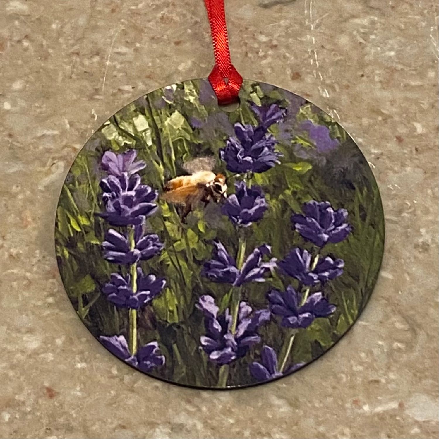 Finewood Ornament Bee on Lavender