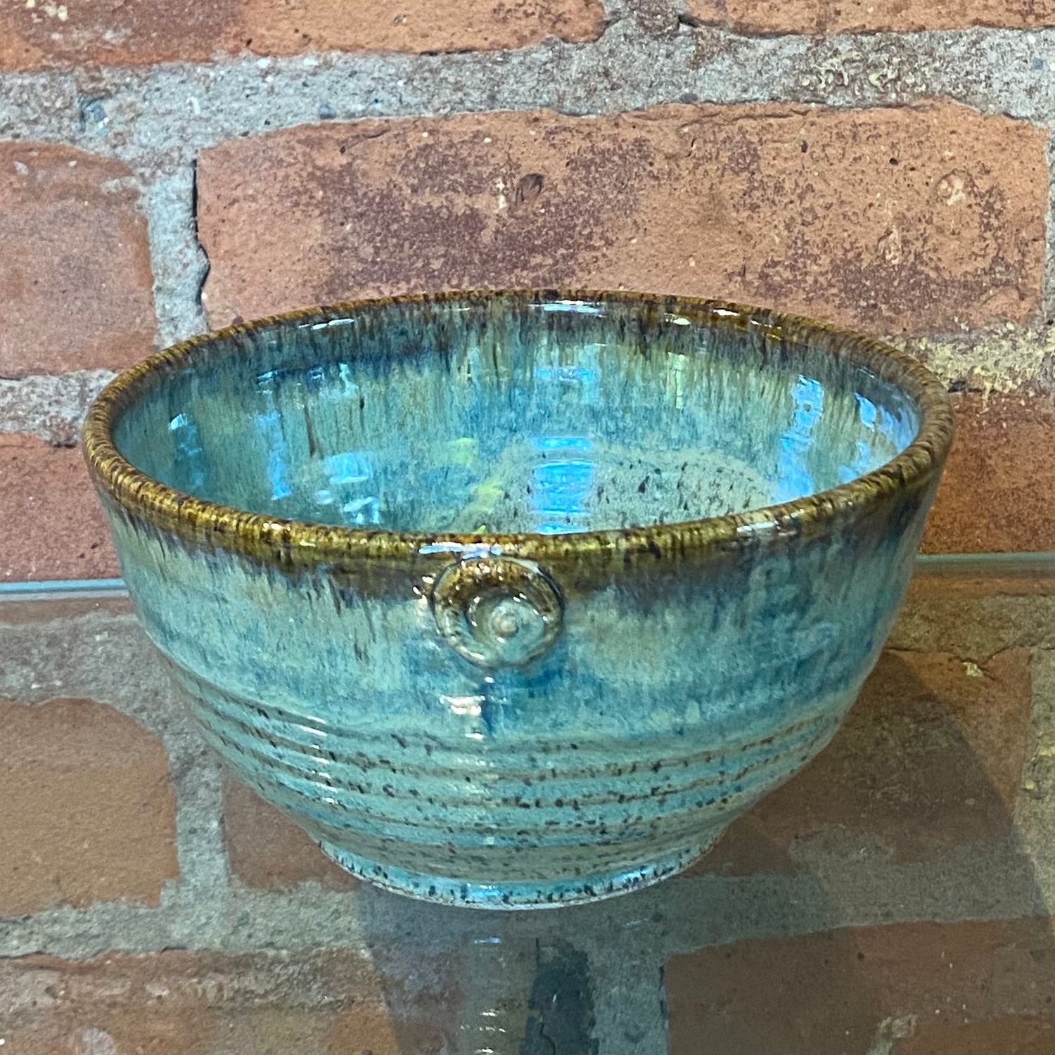 Johnson Medium Green Speckled Medalion Bowl 719