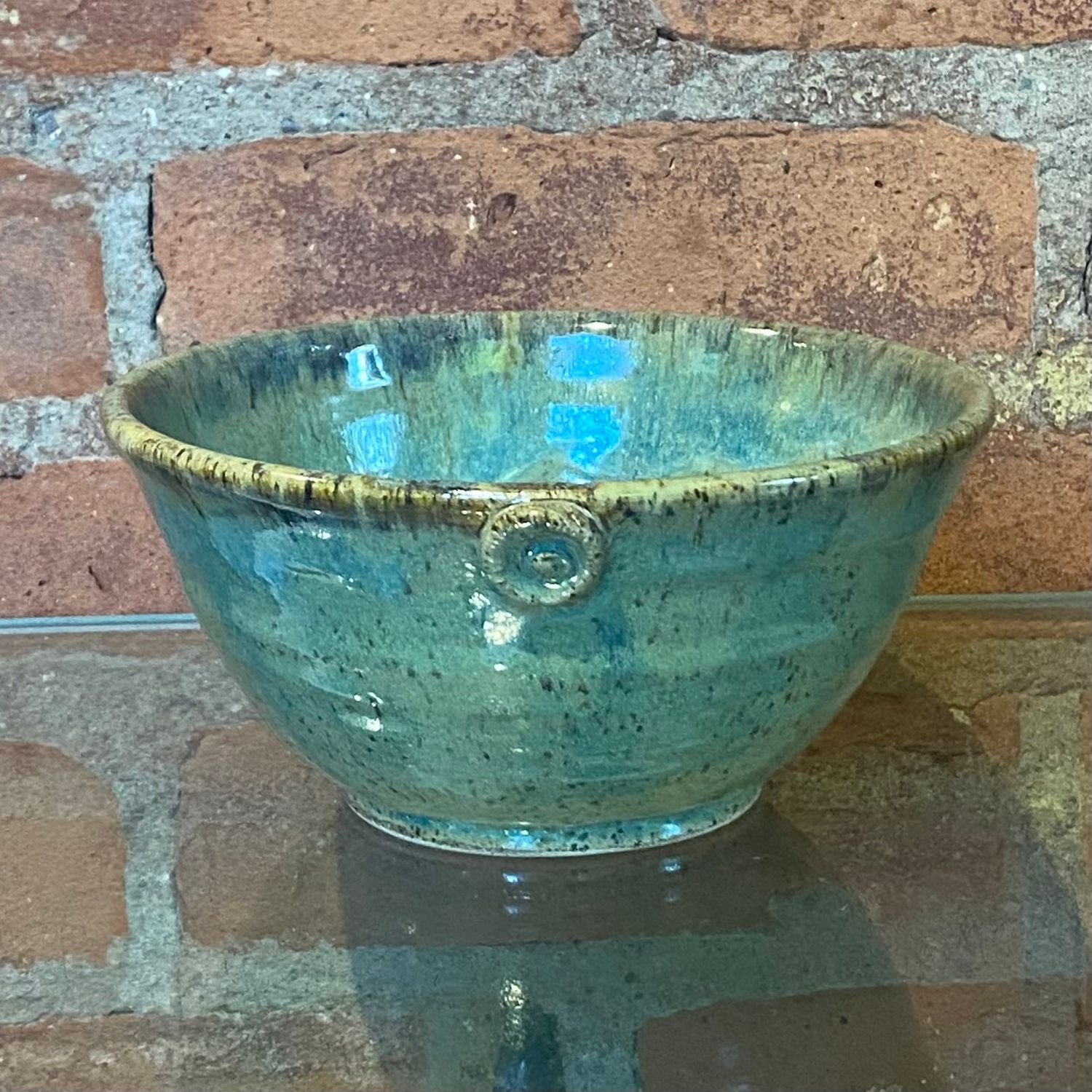 Johnson Medium Green Speckled Medalion Bowl 722