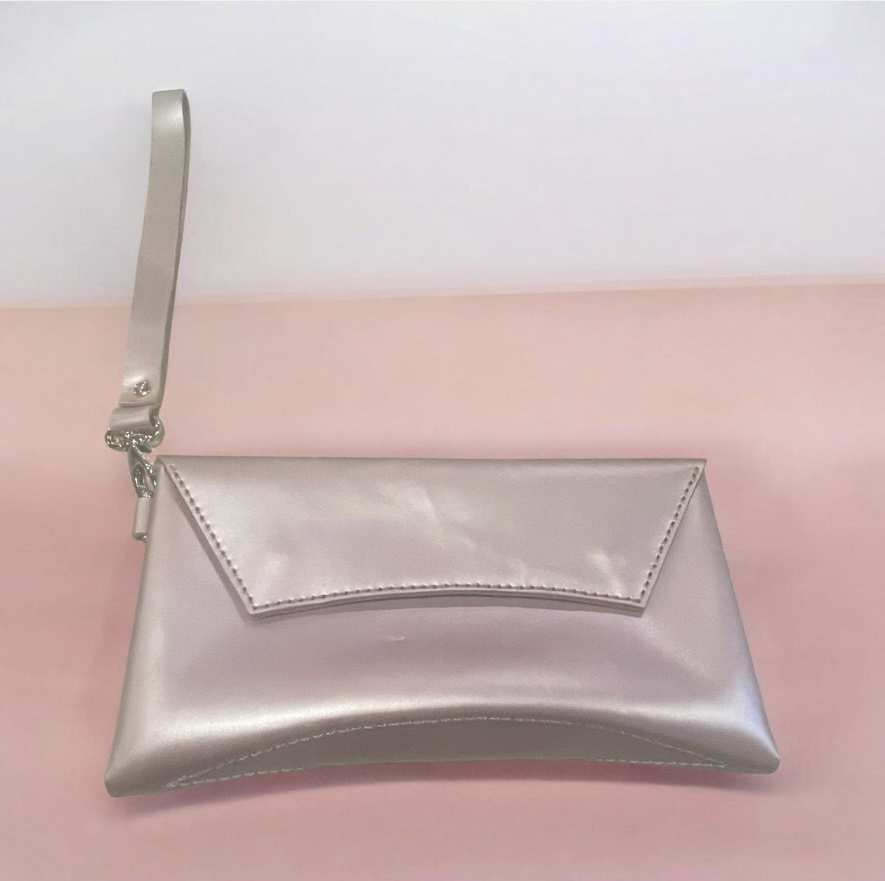 Penrod Leather Curved Clutch Lavendar