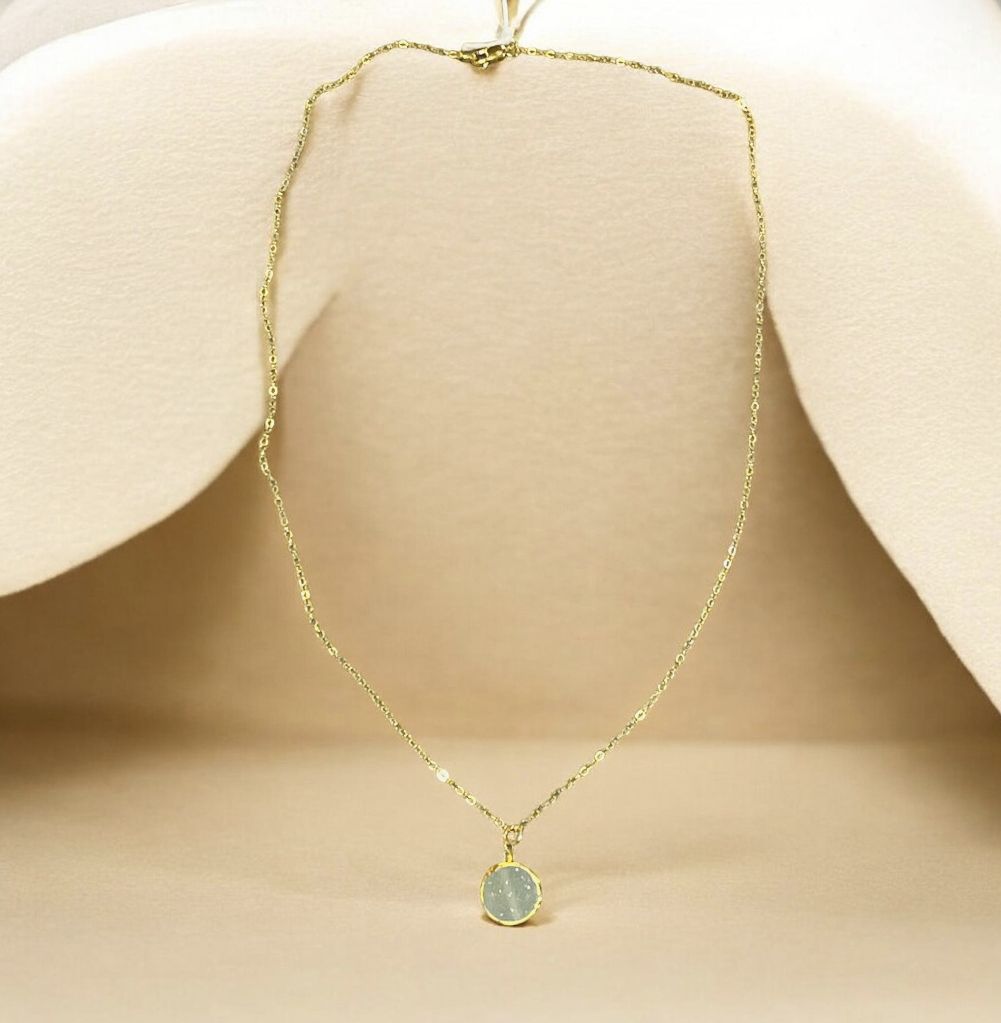 Trueworthy Necklace Round Pale Blue Druzy on GF Chain