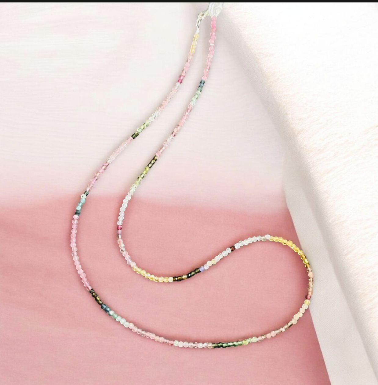 Trueworthy Necklace Tiny Faceted Multi Colored Tourmaline
