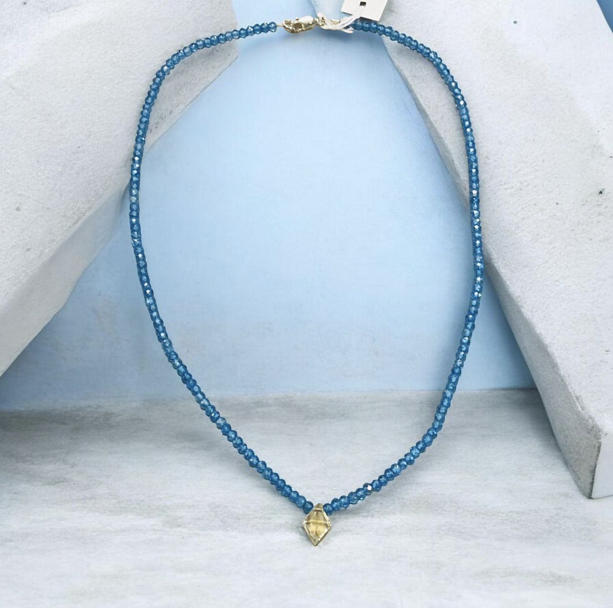 Trueworthy Necklace Neon Blue Topaz and Lemon Quartz