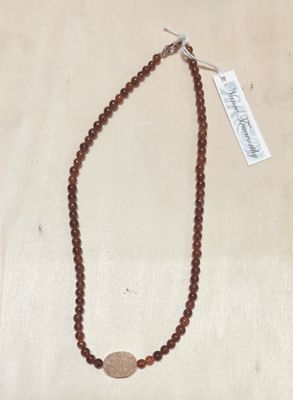 Trueworthy Necklace Round Hessonite Garnets with Natural Peach Druzy