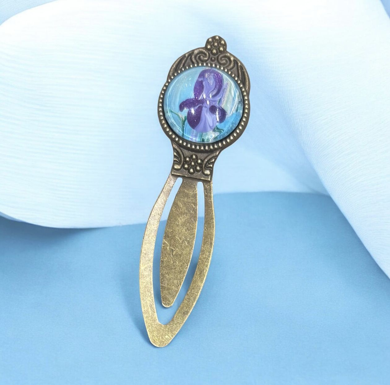 Stevenson Bookmark Bronze Clip Dark Purple Iris