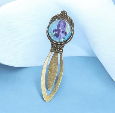 Stevenson Bookmark Bronze Clip Dark Purple Iris