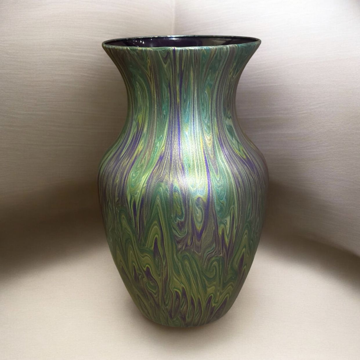Stevenson 8 Inch Purple + Green, Purple Interior Vase