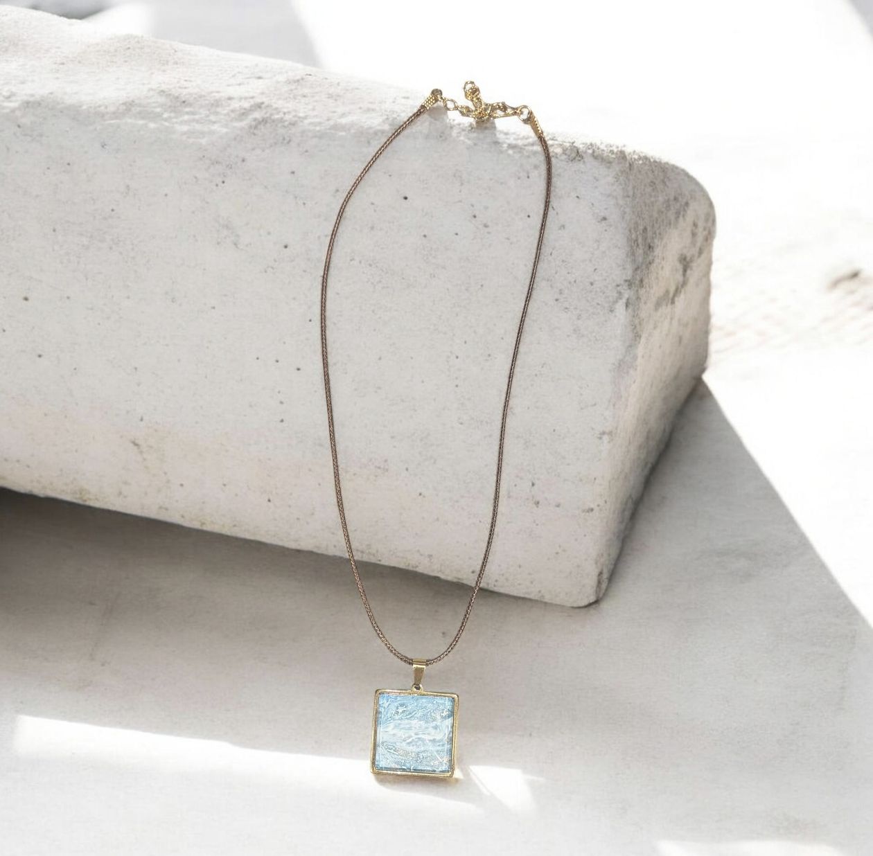 Stevenson Necklace Brown Vegan Square Ocean Shore