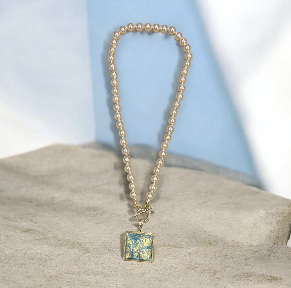 Stevenson Necklace Pearl Square Contemporary
