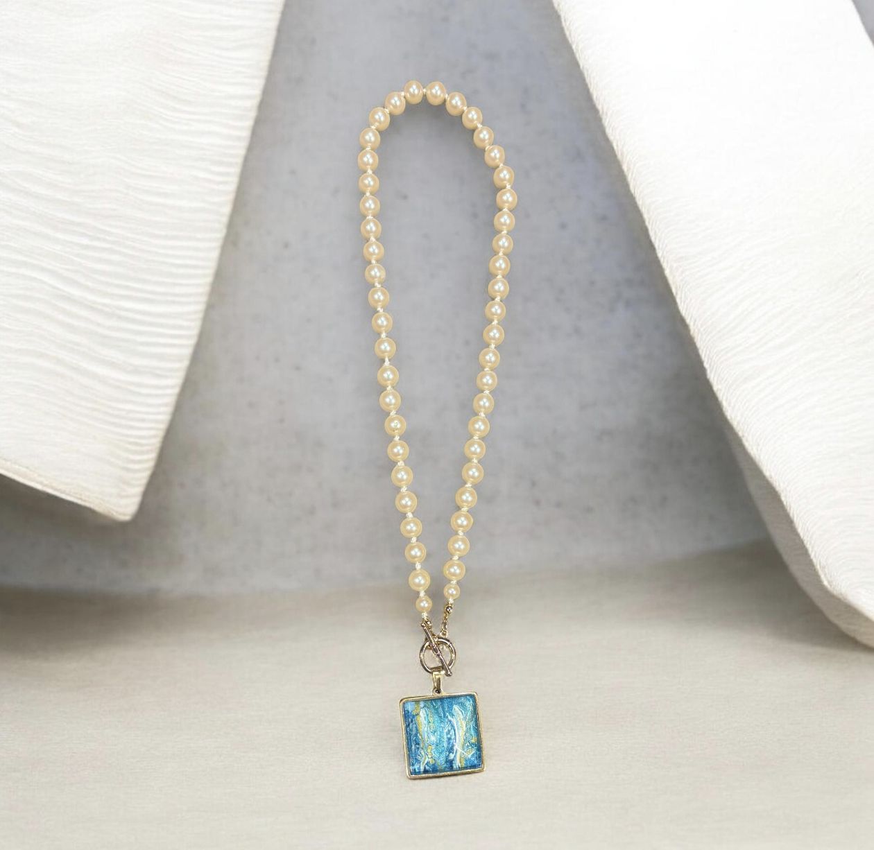 Stevenson Necklace Pearl Square Abstract