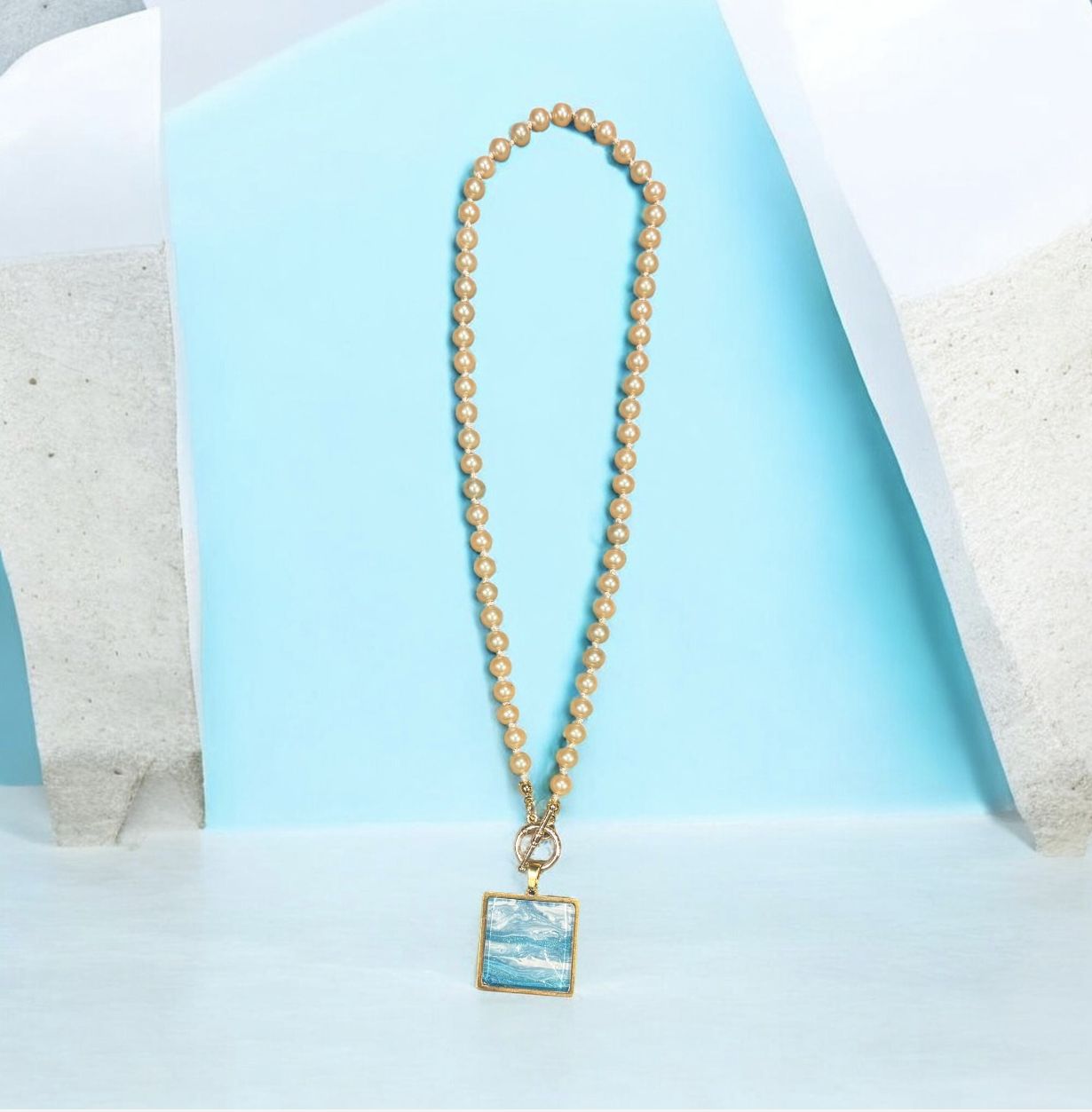 Stevenson Necklace Pearl Square Ocean Waves