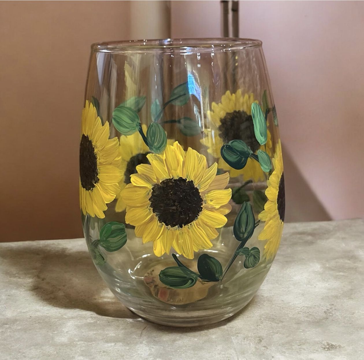 Snyder 20 oz Wine Glass Sunflowers