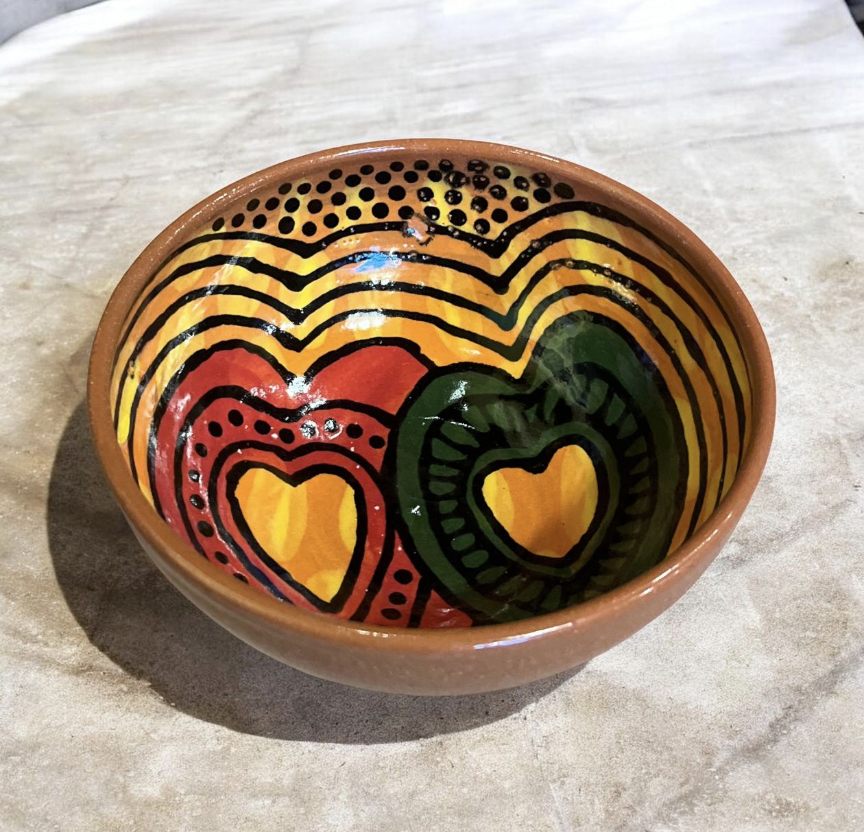 Okechukwu Serving Bowl Ankara Fabric Pattern Hearts 53