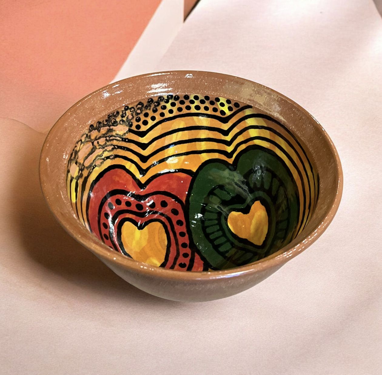 Okechukwu Serving Bowl Ankara Fabric Pattern Hearts 55