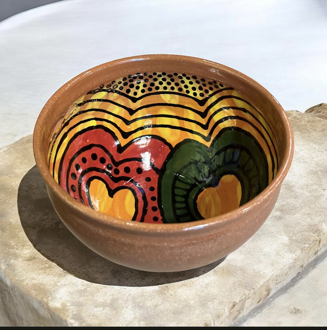 Okechukwu Serving Bowl Ankara Fabric Pattern Hearts 56