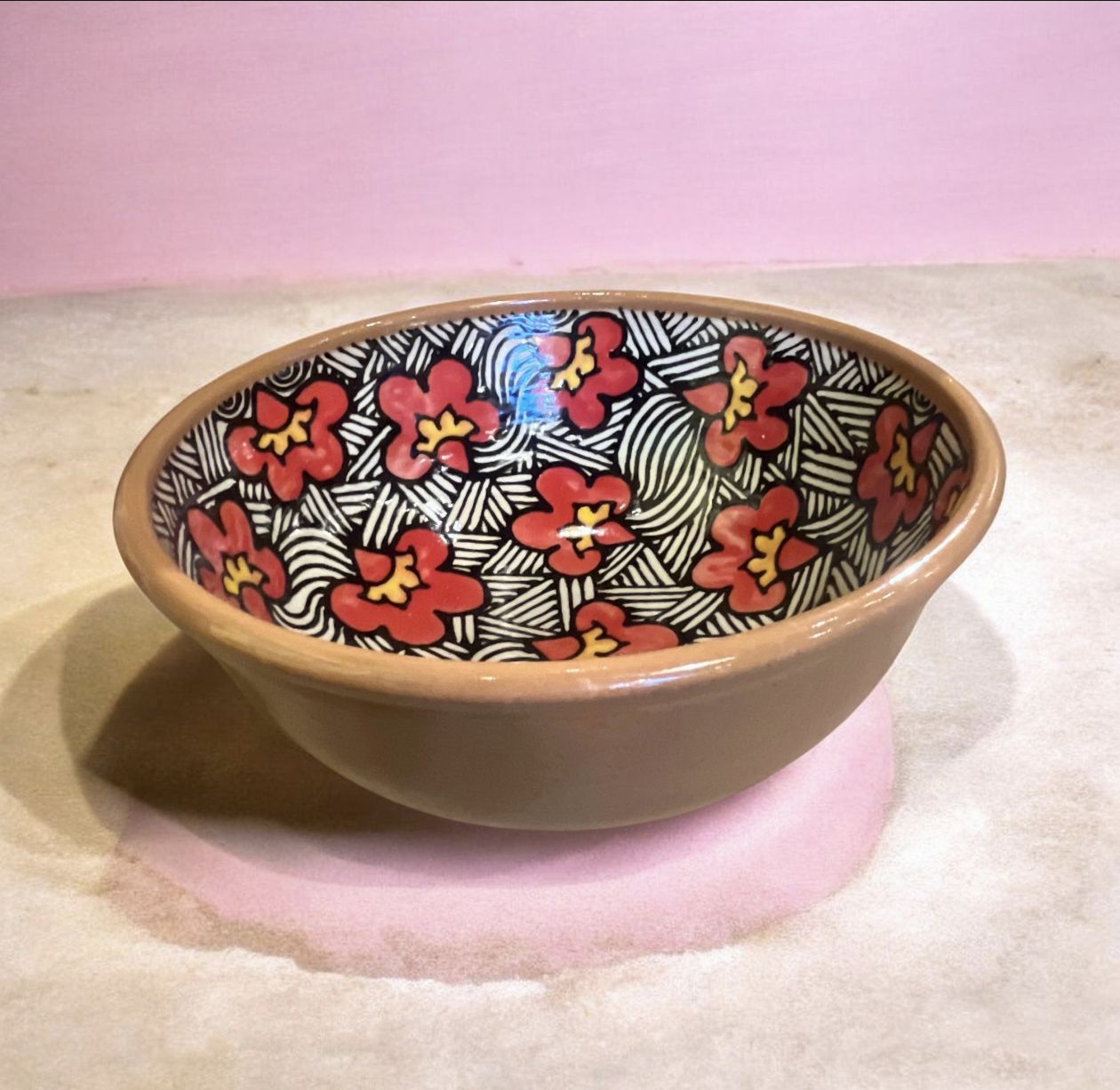 Okechukwu Large Serving Bowl Red and Orange Flowers25