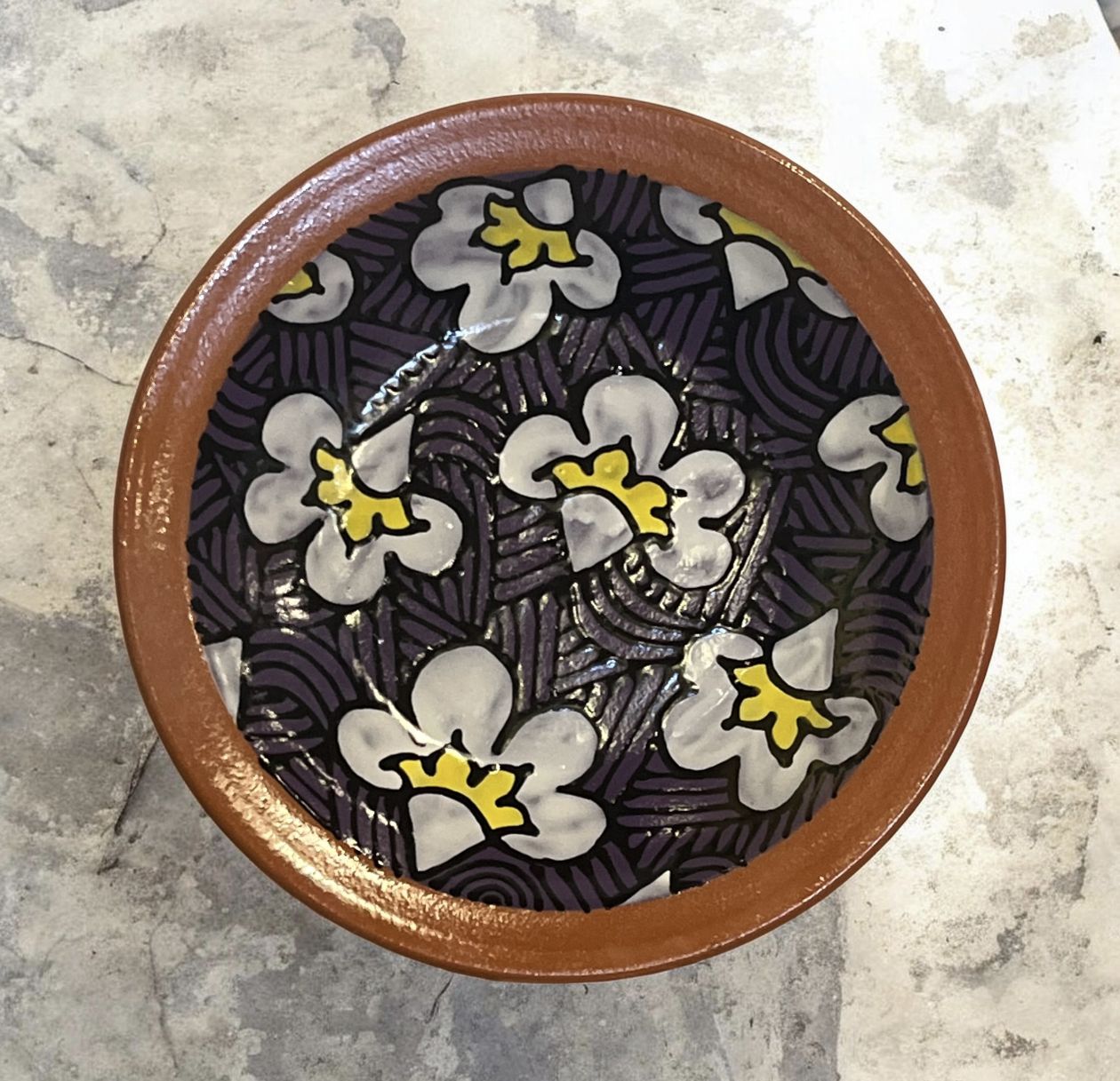 Okechukwu Dinner Plate Purple with White Flowers  5