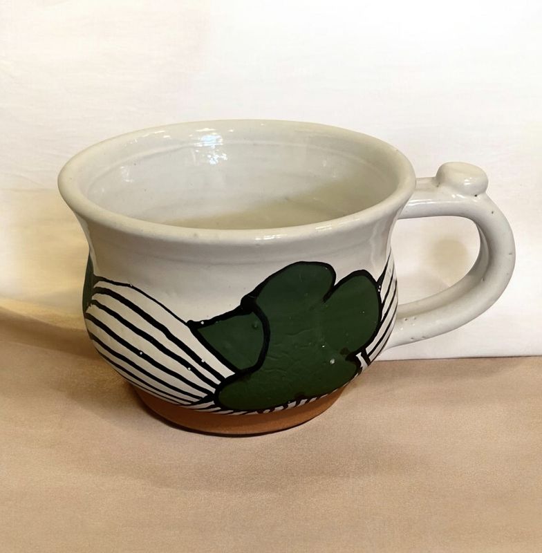 Okechukwu Mug or Soup Bowl White with Green Flowers201