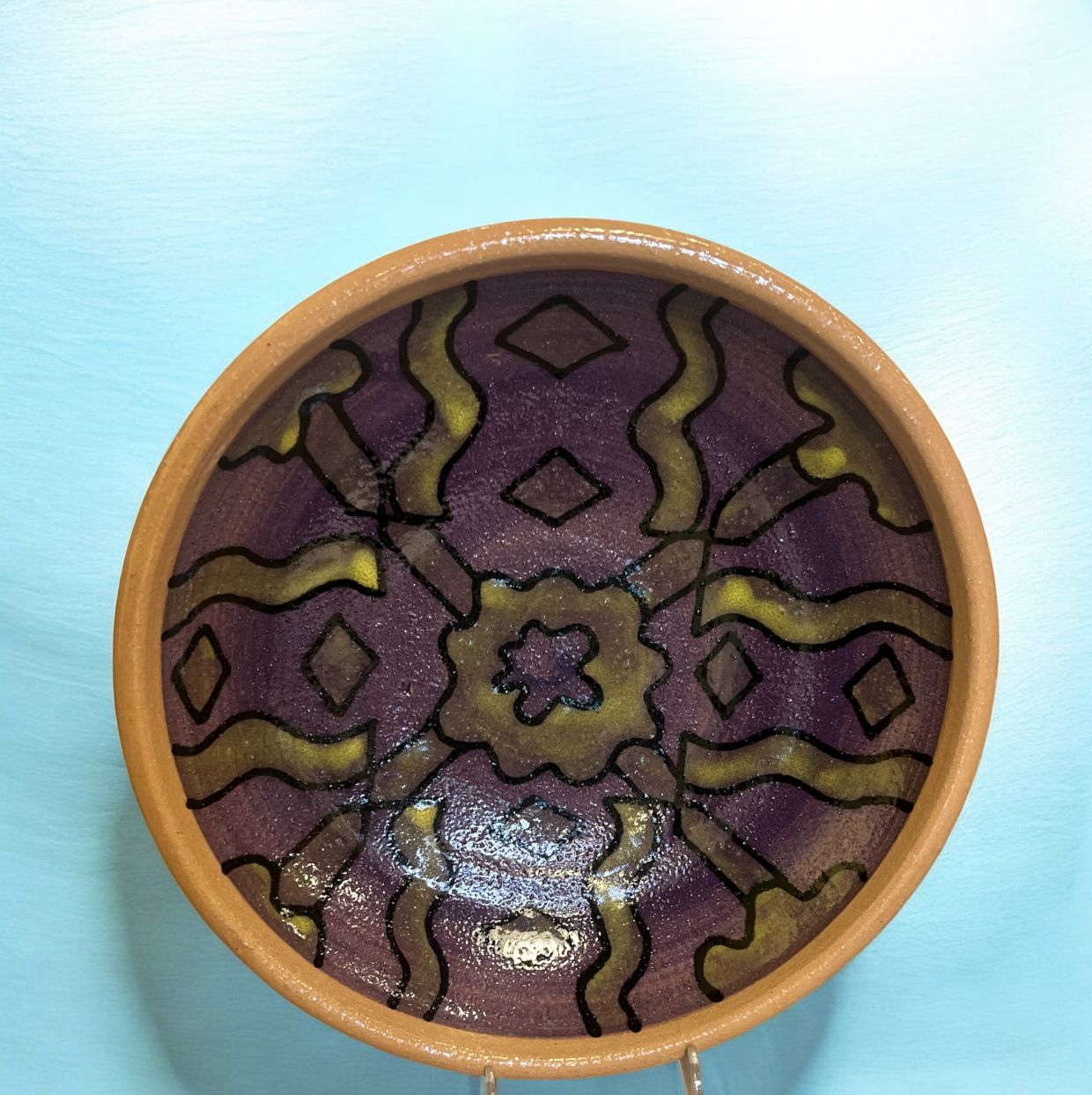 Okechukwu Shallow Bowl Purple Green Abstract 214