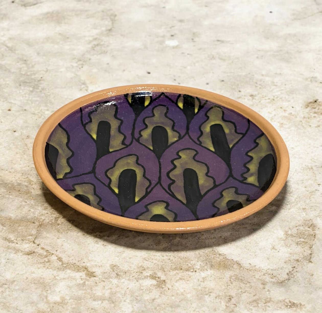 Okechukwu Plate Purple and Green Avocado Pattern 23