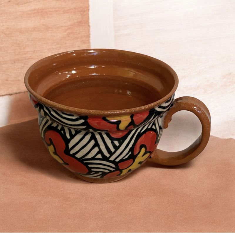 Okechukwu Extra Large Soup Mug Orange and Yellow Flowers 59