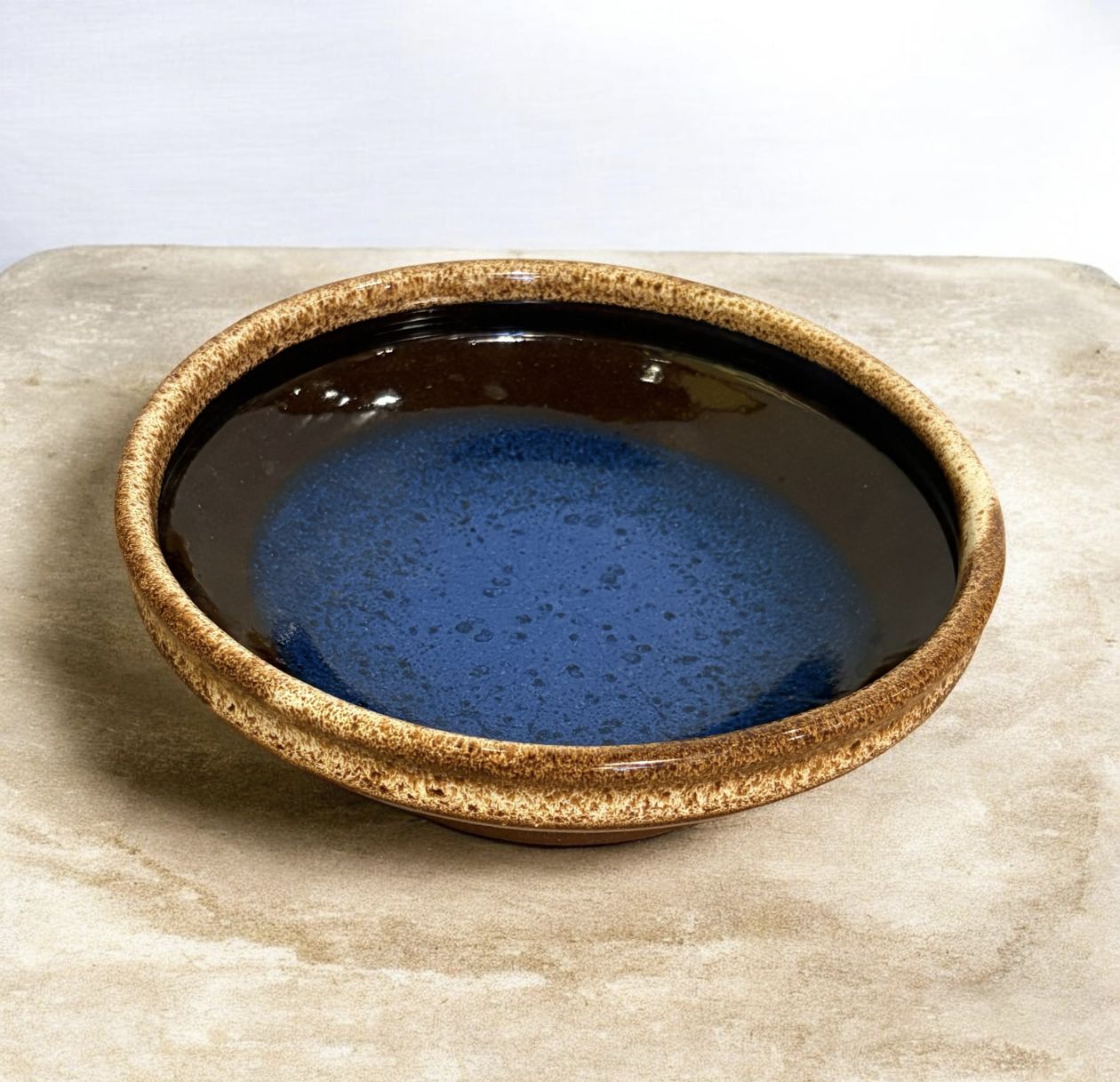 Okechukwu Serving Bowl Brown with Blue Interior 31