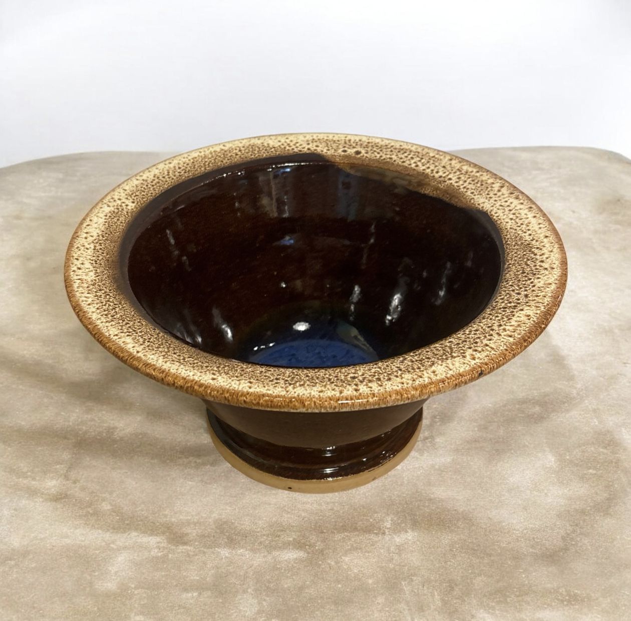 Okechukwu Batter Bowl Brown With Blue Interior Wide Rim 35