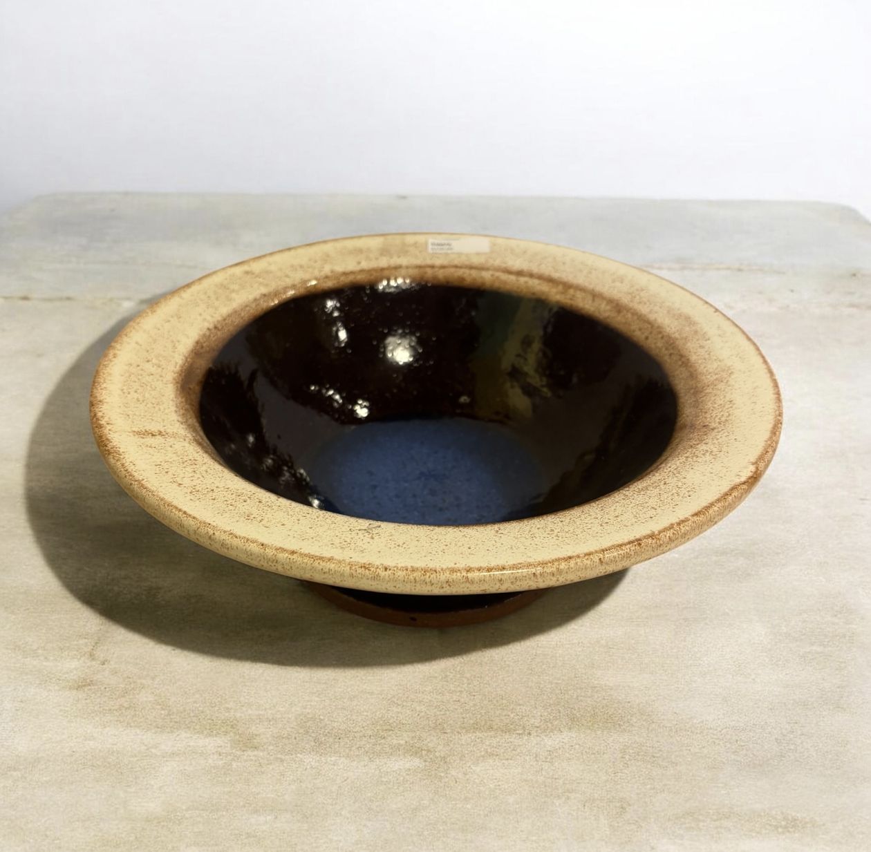 Okechukwu Serving Bowl Brown With Blue Interior Wide Rim 34