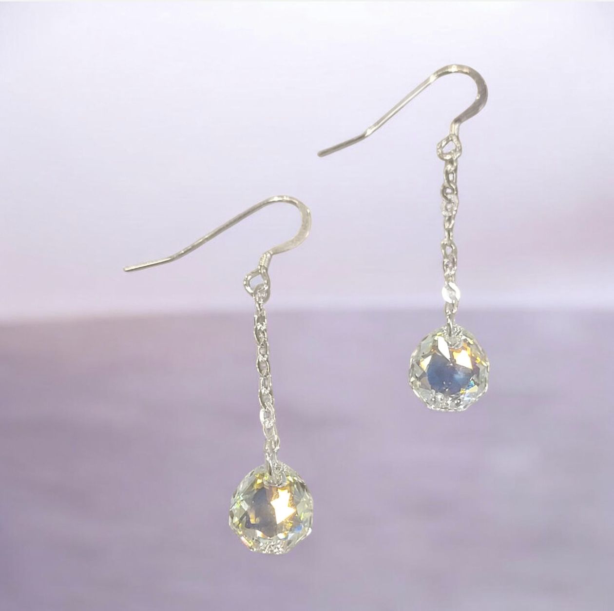 Christina-Ann Drop Crystal Dangle Long White