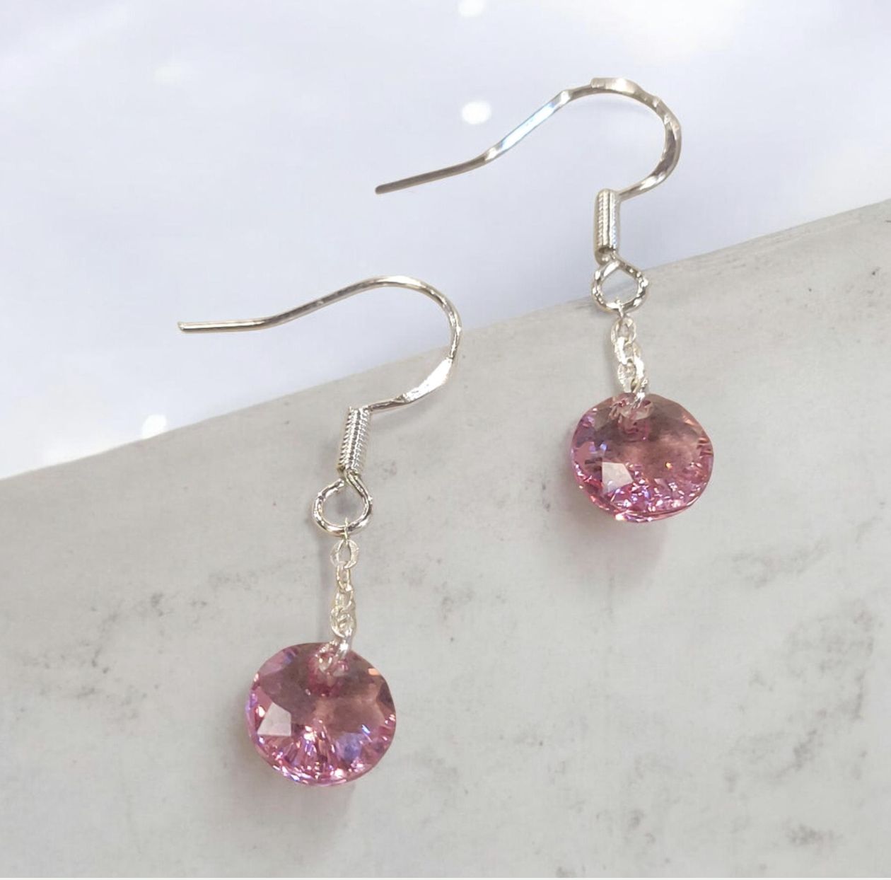 Christina-Ann Earring Round Rivoli Crystal Pink