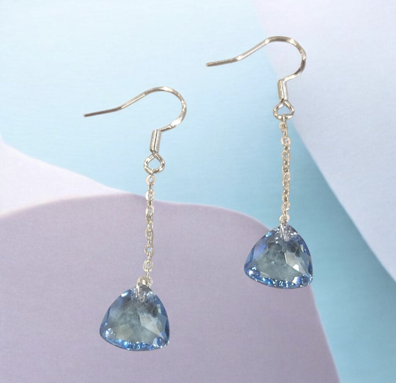 Christina-Ann Earrings Trilliant Crystal Long Light Blue