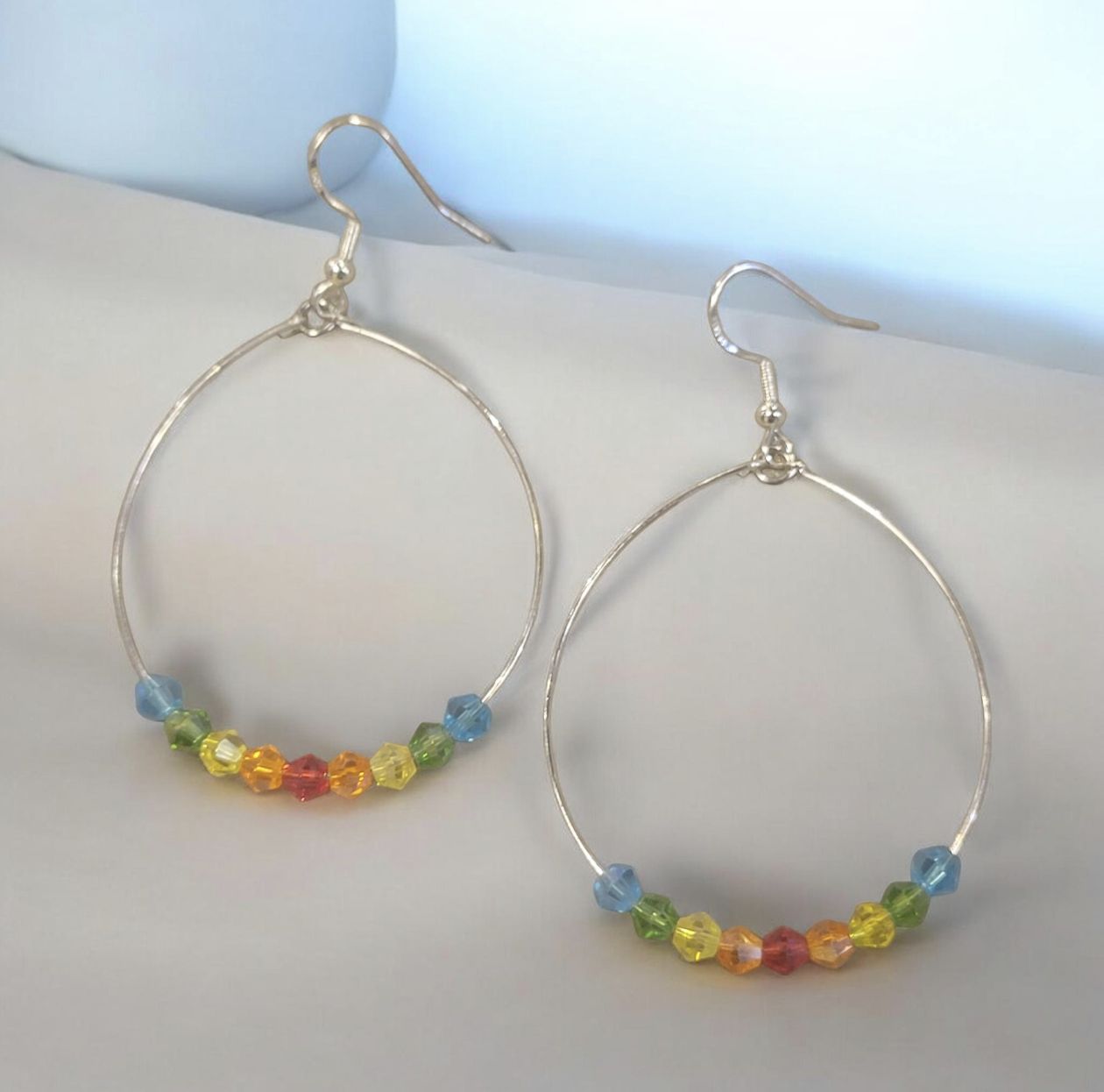 Christina-Ann Earring Hoop Rainbow Crystals