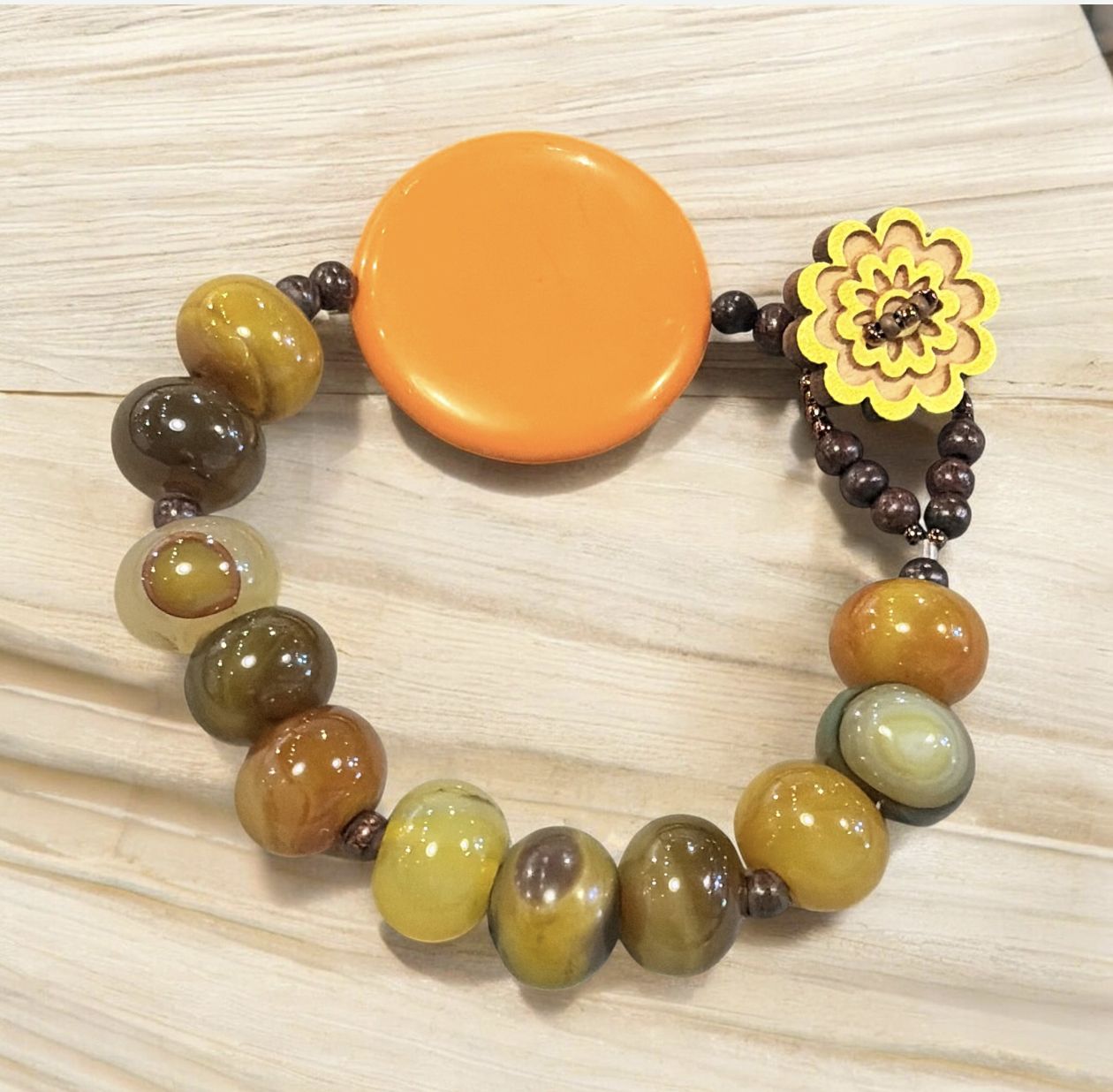 Christina-Ann Bracelet Agate and Glass Beads