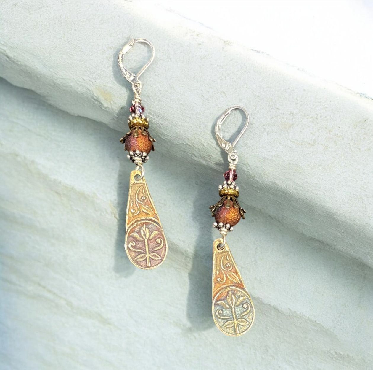 Page Earrings - Raku and Bronze