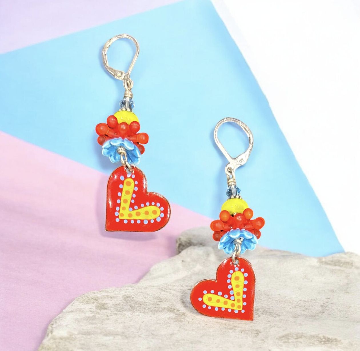 Page Earrings - Enamel Heart