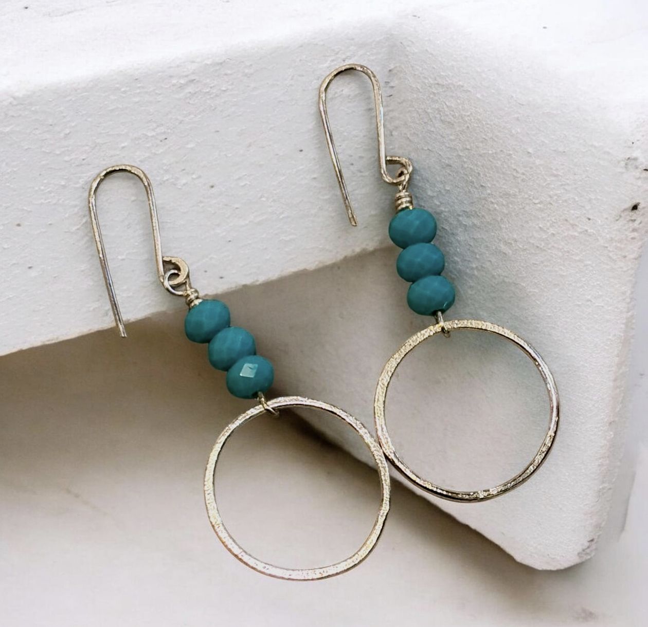 Sunshine Earrings Silver Hoop on Beaded Earwires
