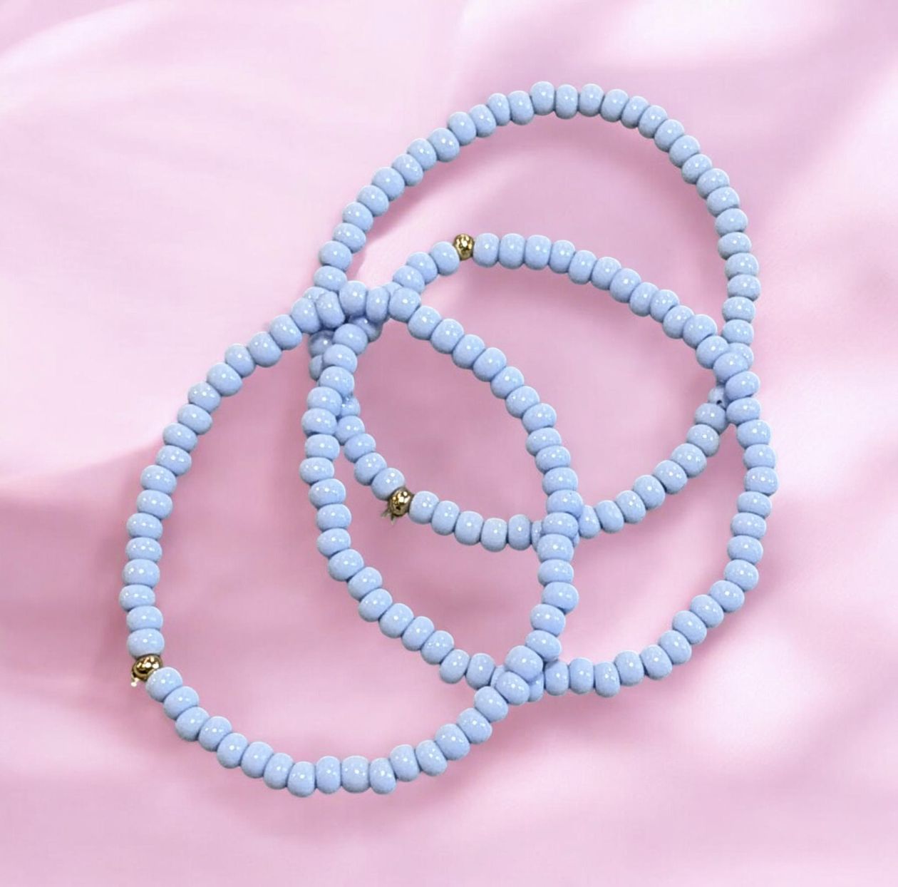 Sunshine Triple Stacked Blue Beaded Bracelet