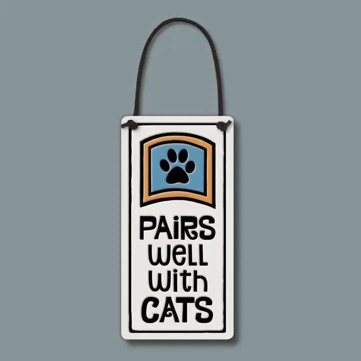 Macone Wine Tag or Wall Art Pairs Well With Cats