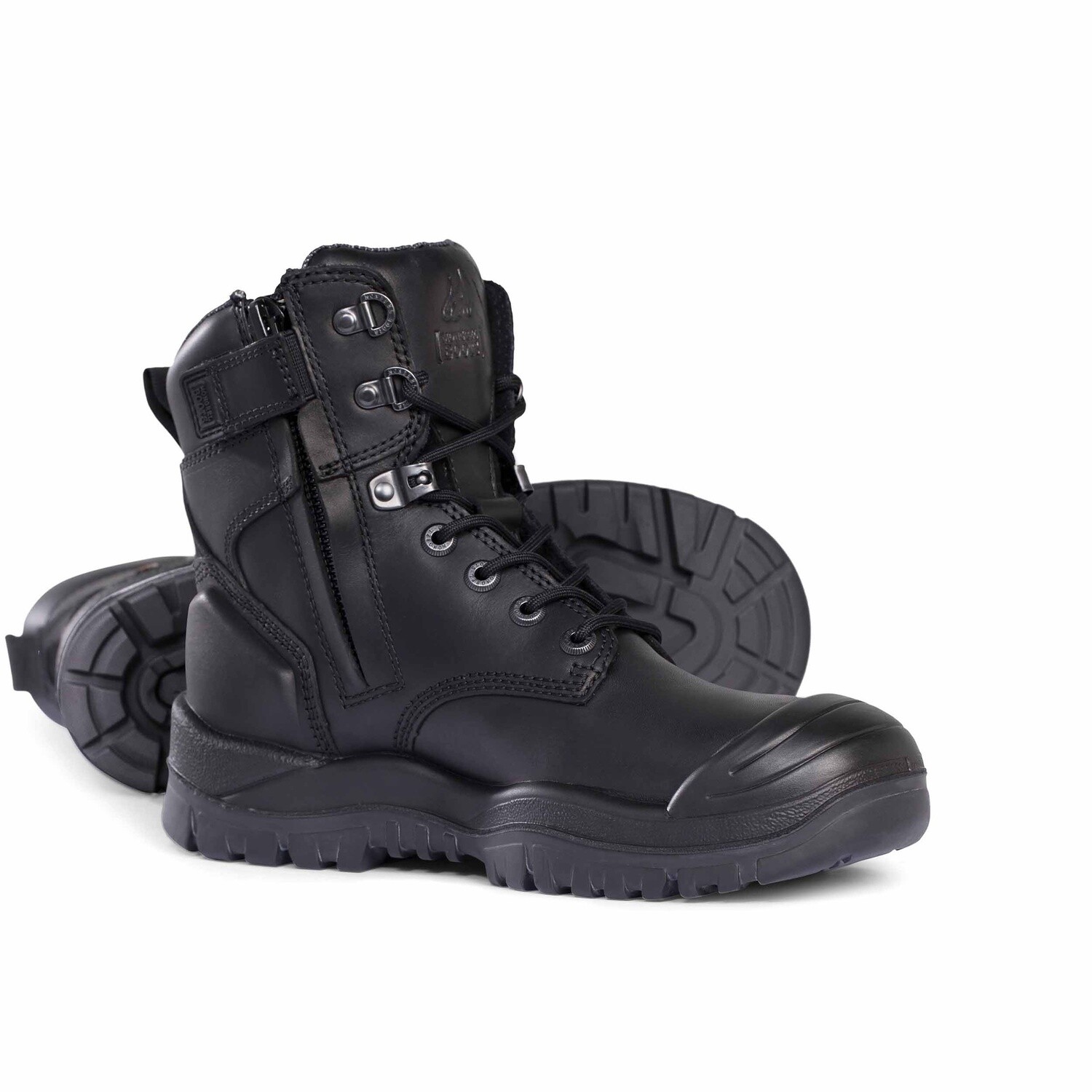 Safety Black High Leg Zipside Boot  w Scuff Cap 561020 - Black, Size: 3