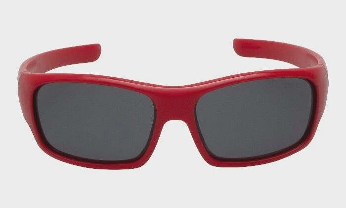 PK255 Kids Polarised Unbreakable Sunglasses - Smoke Lens, Frame: Red