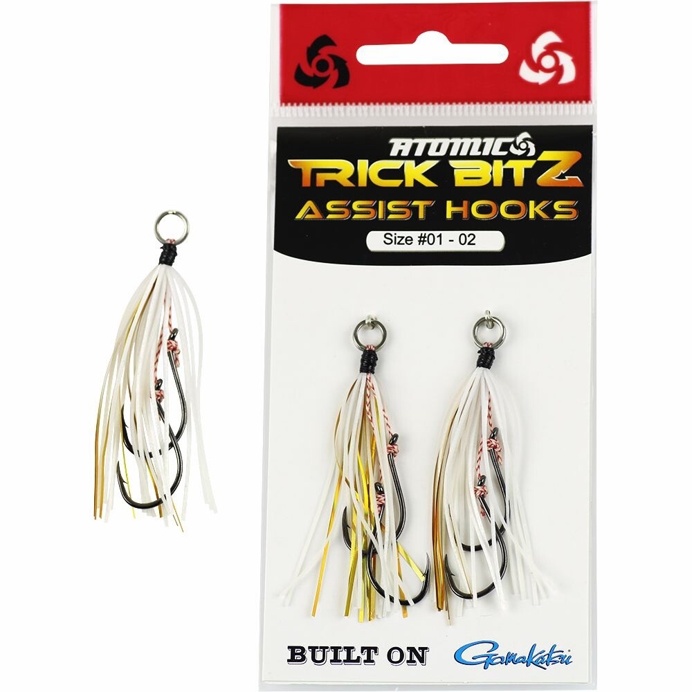 Atomic Trick Bitz #4 Assist Hooks, Size: White/Gold