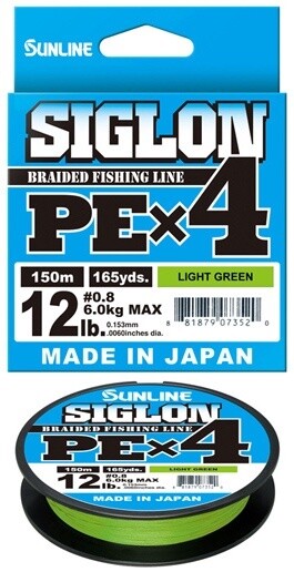 Sunline Siglon PE x 4 150m Light Green, Size: 6lb, Colour: Light Green