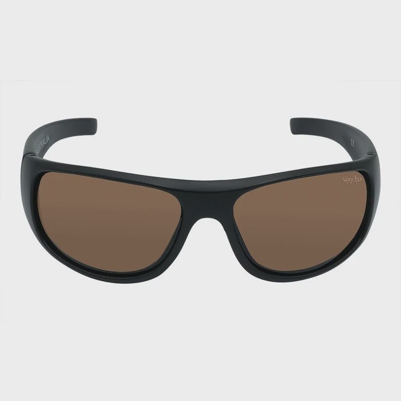 P1044 Polarised Lifestyle Wrap Sunglasses - Matt Black Frame/Brown Lens