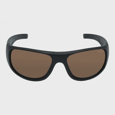 P1044 Polarised Lifestyle Wrap Sunglasses - Matt Black Frame/Brown Lens