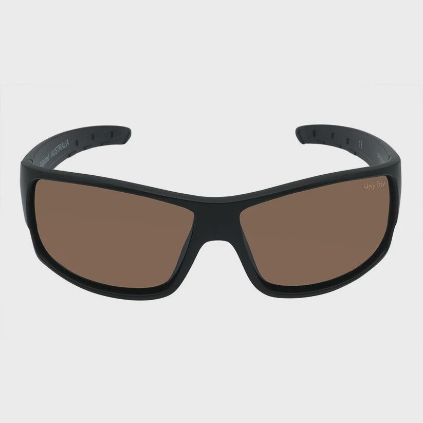 P1127 Polarised Lifestyle Wrap Sunglasses - Matt Black Frame/Brown Lens