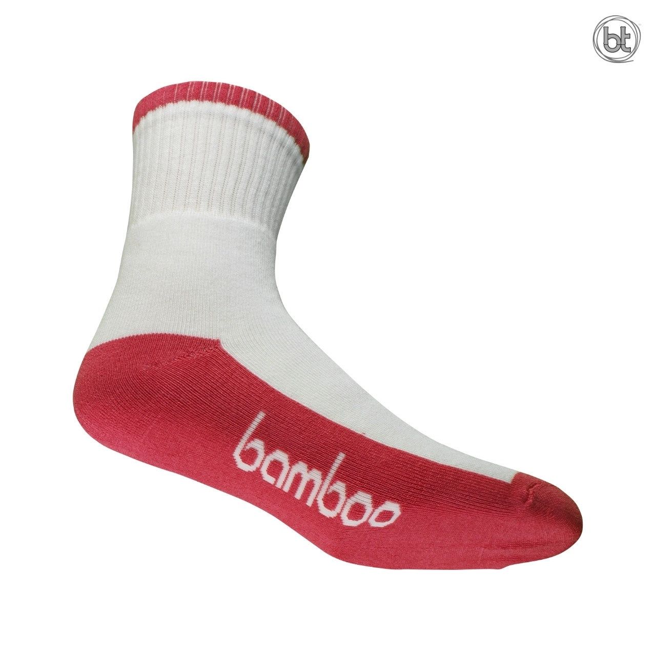 Bamboo Crew Socks, Size: 4-6M/6-8W, Colour: White/Watermelon